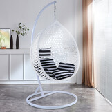 Hangstoel - wit - 106x120x70cm - met gestreept kussen