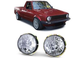 Koplampen geschikt voor VW Caddy 1982-1992 + Jetta 1979-1984 - chroom