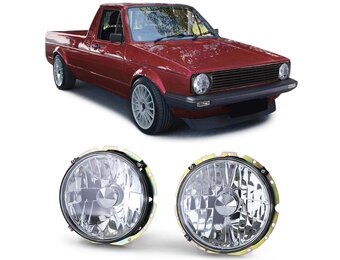 Koplampen - voor VW Caddy 1982-1992 + Jetta 1979-1984 - chroom