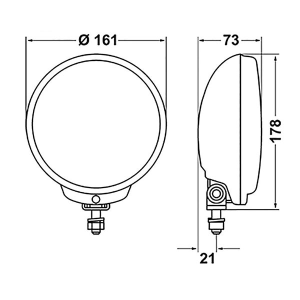 Koplamp - universeel - Hella Comet 500 - Ø 165 mm - geel