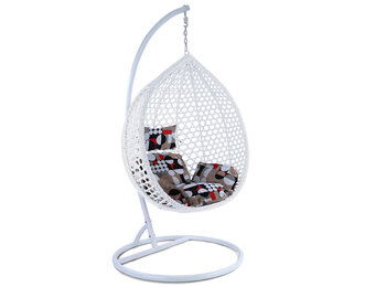 Hangstoel - wit - 106x120x70cm - met meerkleurige kussen