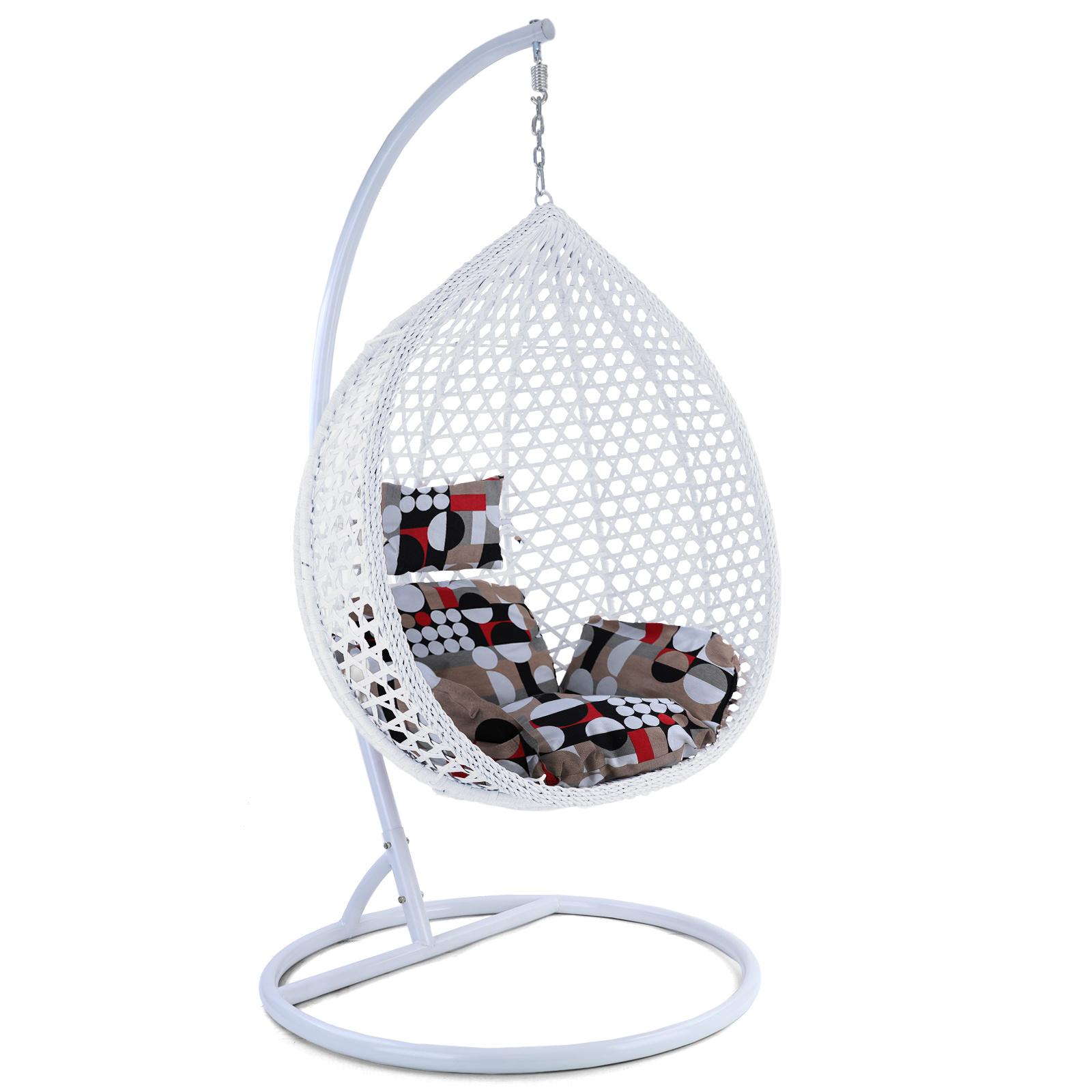 Hangstoel - wit - 106x120x70cm - met meerkleurige kussen