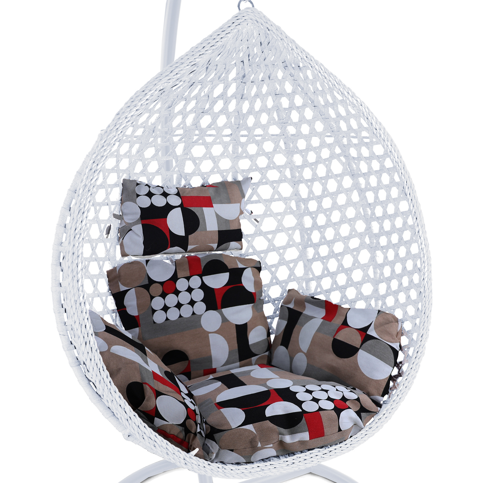 Hangstoel - wit - 106x120x70cm - met meerkleurige kussen