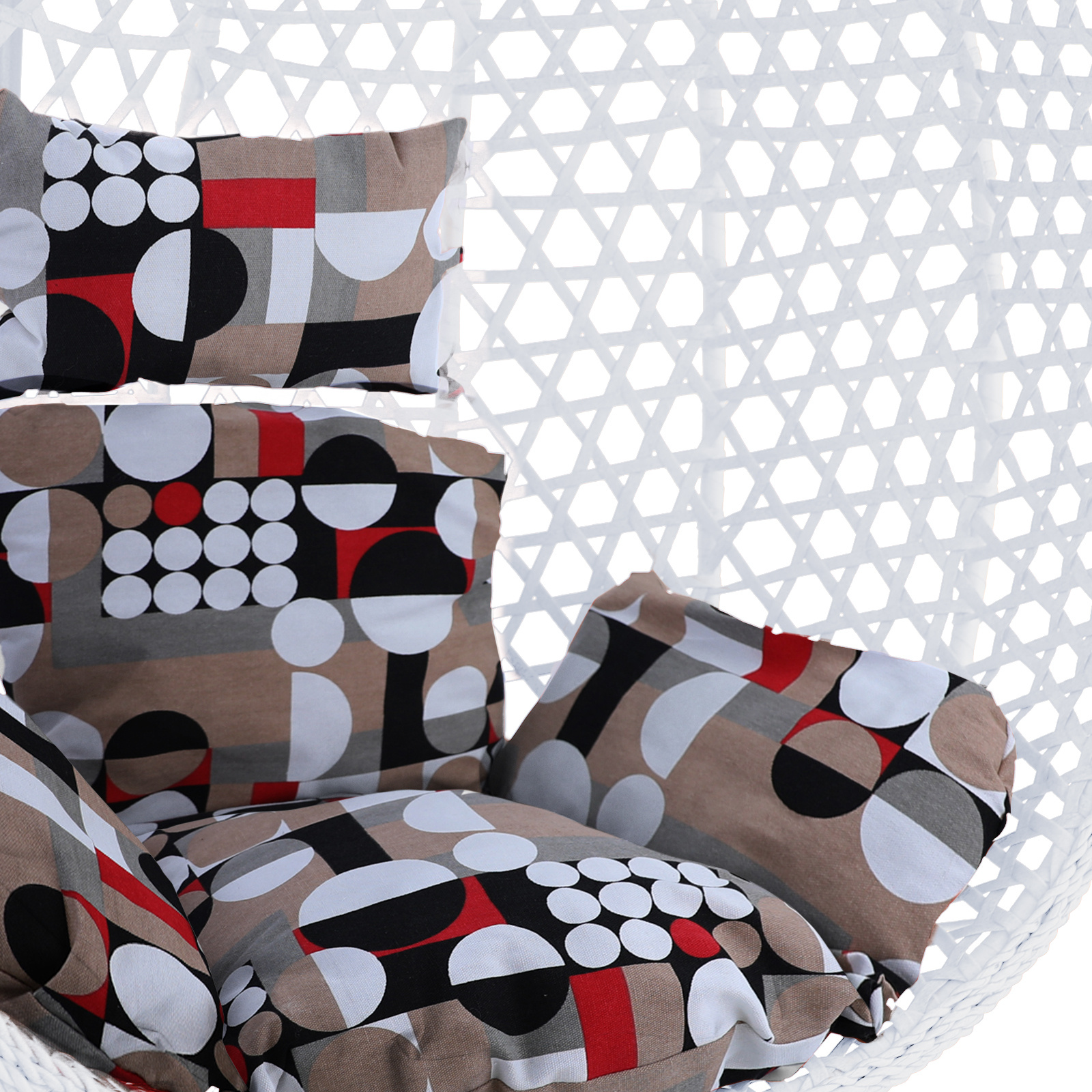Hangstoel - wit - 106x120x70cm - met meerkleurige kussen