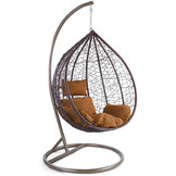 Hangstoel - bruin - 106x120x70cm - met lichtbruine kussen