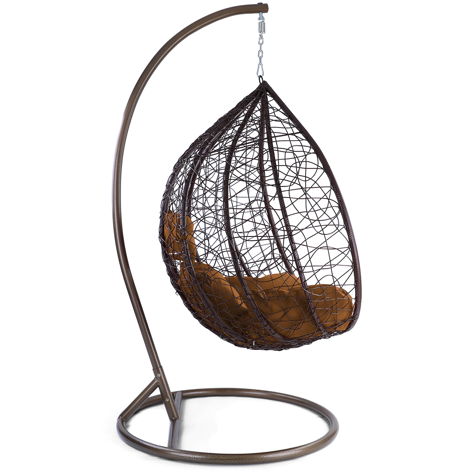 Hangstoel - bruin - 106x120x70cm - met lichtbruine kussen