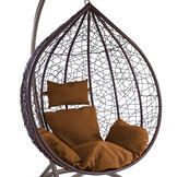 Hangstoel - bruin - 106x120x70cm - met lichtbruine kussen