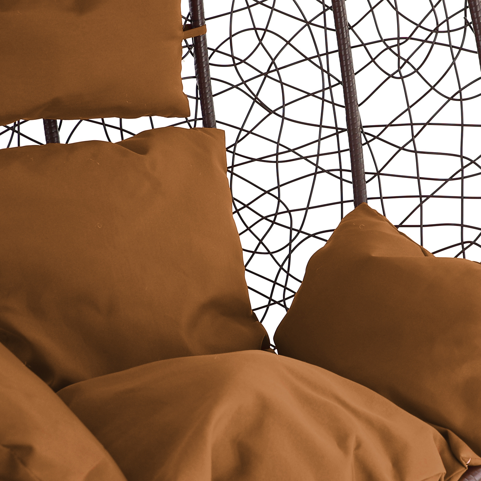 Hangstoel - bruin - 106x120x70cm - met lichtbruine kussen