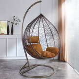 Hangstoel - bruin - 106x120x70cm - met lichtbruine kussen