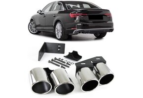 Uitlaatsierstuk - dubbel - geschikt voor Audi A4 2.0 / B9 sedan / avant 2015 - RVS