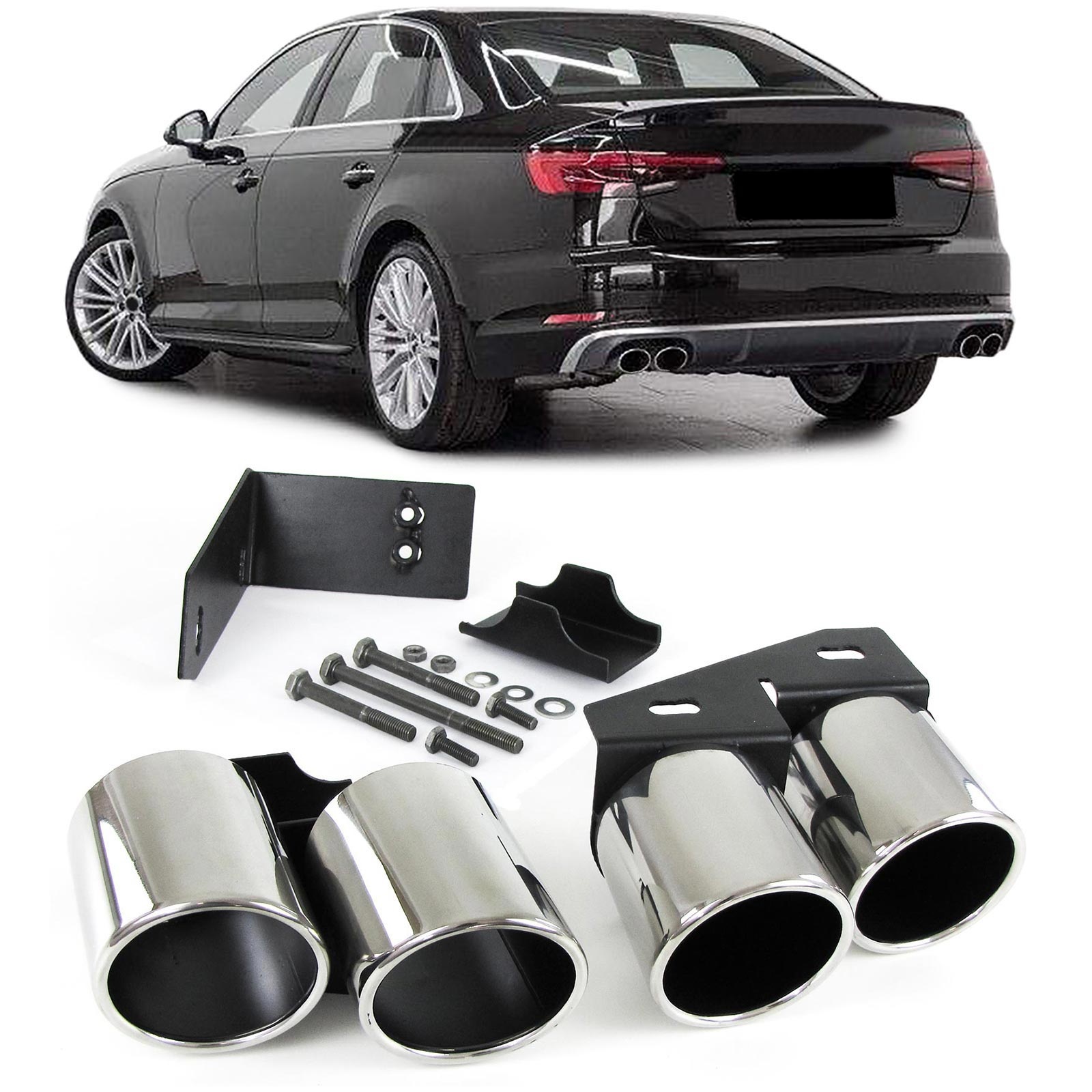 Uitlaatsierstuk - dubbel - voor Audi A4 2.0 / B9 sedan / avant 2015 - RVS