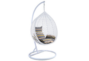 Hangstoel - wit - 106x120x70cm - met meerkleurige kussen