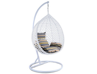Hangstoel - wit - 106x120x70cm - met meerkleurige kussen