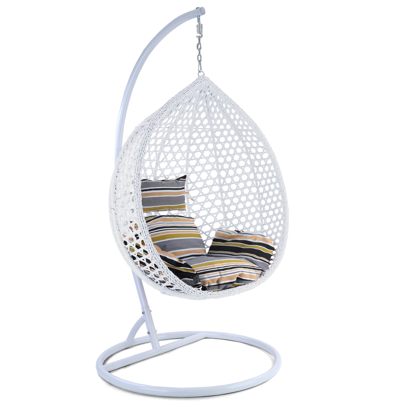 Hangstoel - wit - 106x120x70cm - met meerkleurige kussen