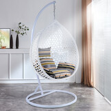 Hangstoel - wit - 106x120x70cm - met meerkleurige kussen