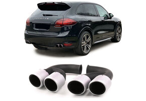 Uitlaatsierstuk - dubbel - voor Porsche Cayenne 92A 3.0 Diesel 2010-14 - RVS