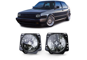 Koplampen - voor VW Golf 2 1983-1991 - gerookt zwart