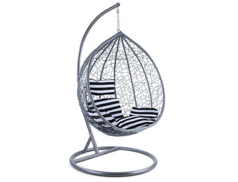 Hangstoel - lichtgrijs - 95x110x65cm - met gestreept kussen
