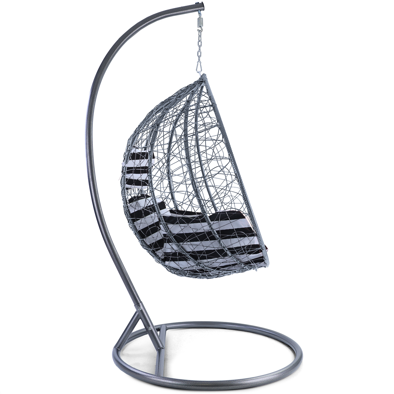 Hangstoel - lichtgrijs - 95x110x65cm - met gestreept kussen