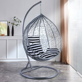 Hangstoel - lichtgrijs - 95x110x65cm - met gestreept kussen