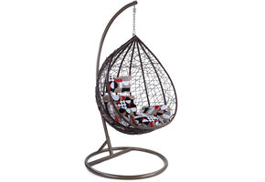 Hangstoel - bruin - 95x110x65cm - met meerkleurige kussen