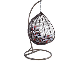 Hangstoel - bruin - 95x110x65cm - met meerkleurige kussen