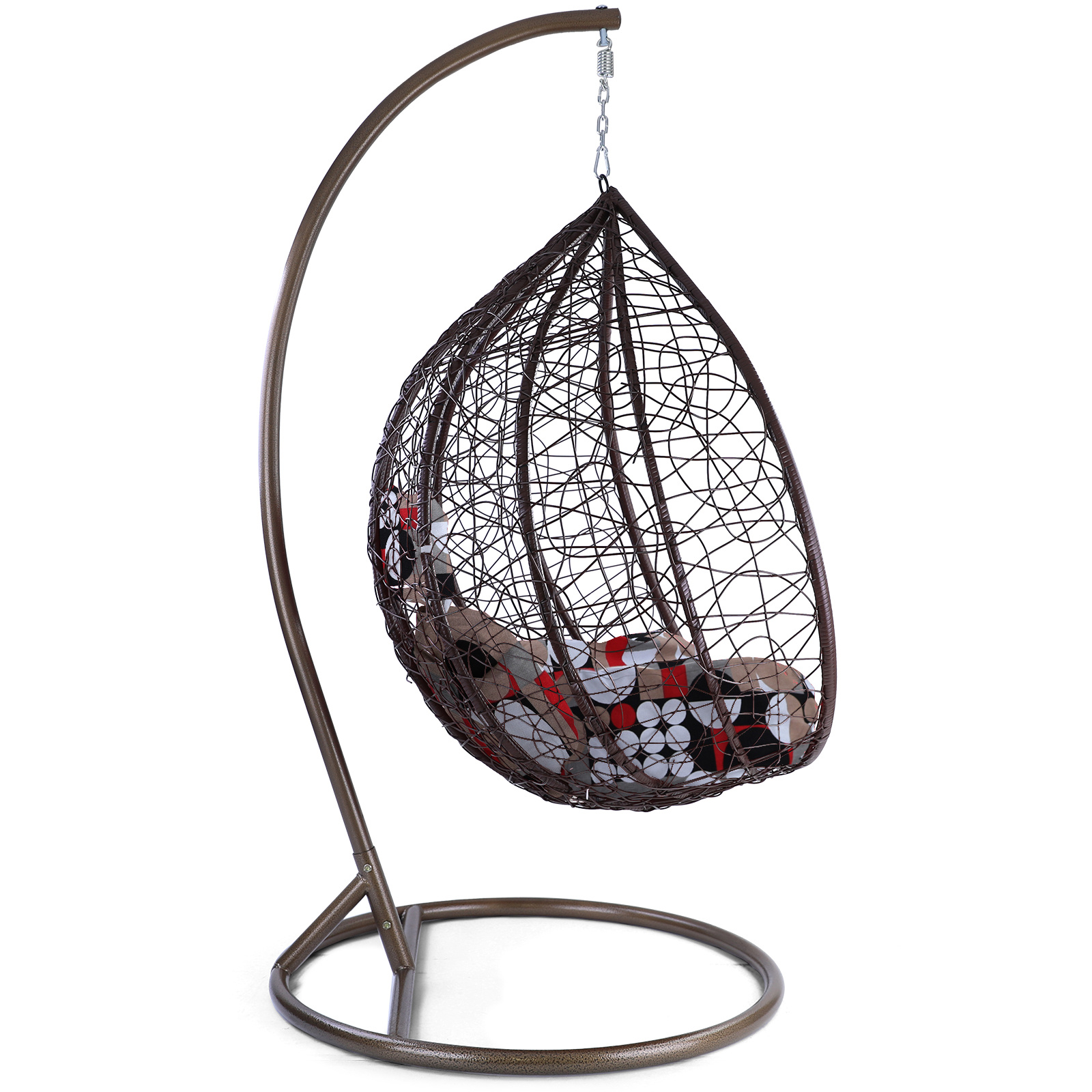 Hangstoel - bruin - 95x110x65cm - met meerkleurige kussen