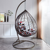 Hangstoel - bruin - 95x110x65cm - met meerkleurige kussen