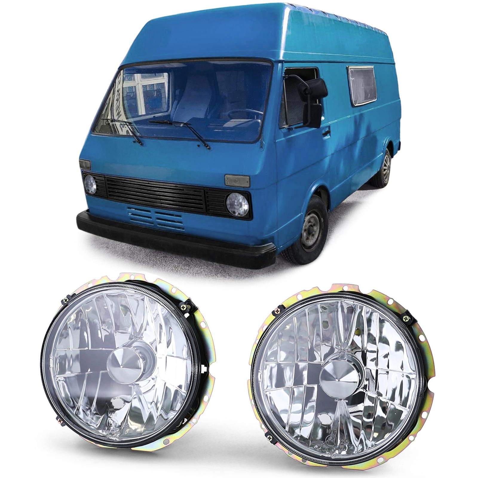 Koplampen geschikt voor VW LT 28 35 40 45 1975-1985 - chroom
