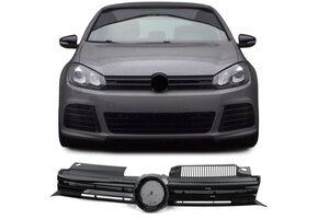 Grill auto - voor VW Golf 6 en GTI / sedan / variant / cabrio 2008-13 - glanzend zwart