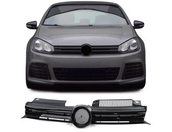 Grill auto - voor VW Golf 6 en GTI / sedan / variant / cabrio 2008-13 - glanzend zwart