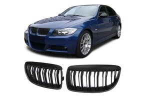 BMW grill - voor BMW 3 serie E90 E91 / Sedan / Touring 2005-08 - mat zwart