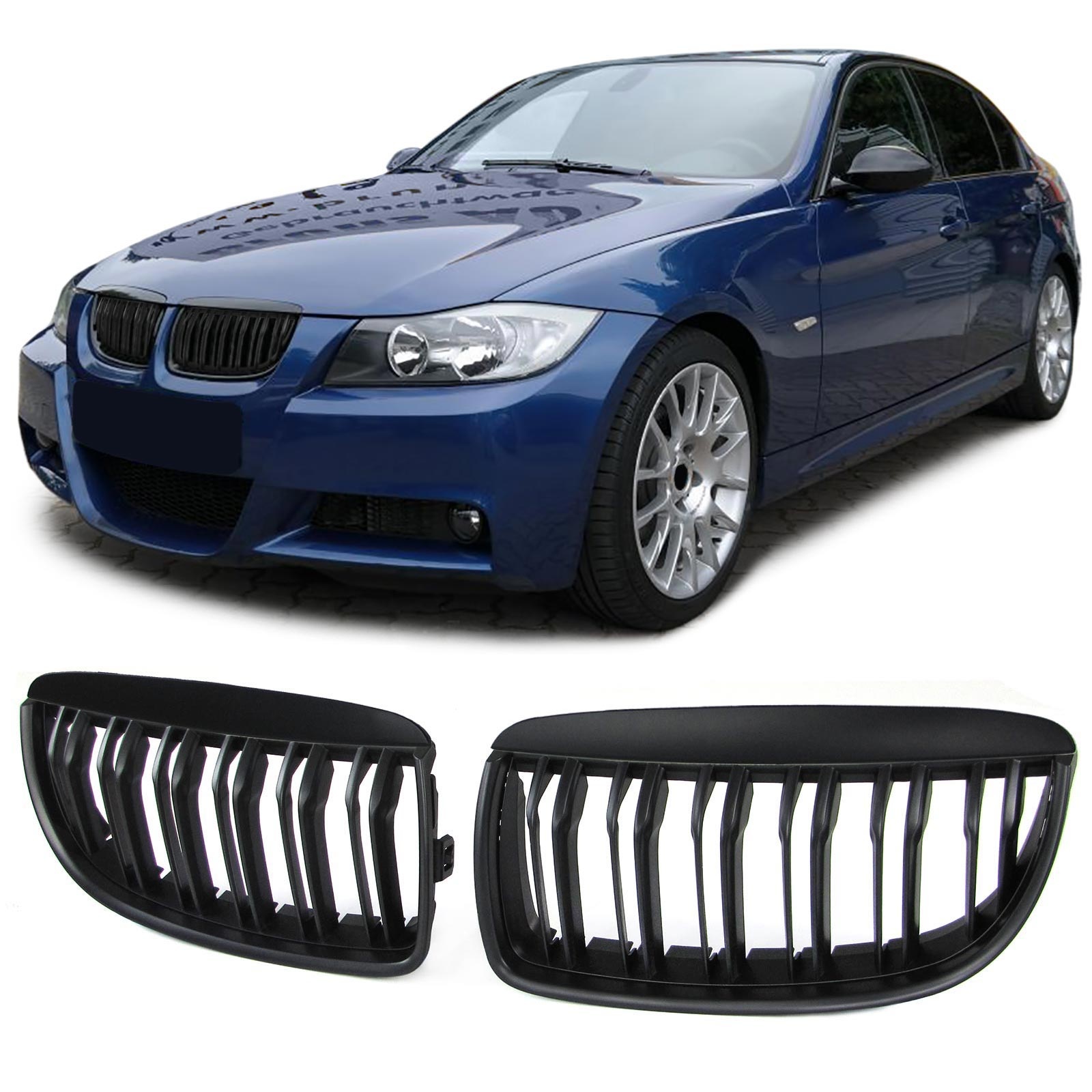 BMW grill - voor BMW 3 serie E90 E91 / Sedan / Touring 2005-08 - mat zwart