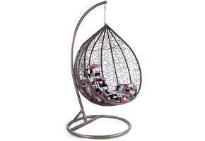 Hangstoel - bruin - 106x120x70cm - met meerkleurige kussen