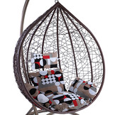 Hangstoel - bruin - 106x120x70cm - met meerkleurige kussen