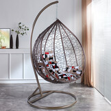 Hangstoel - bruin - 106x120x70cm - met meerkleurige kussen