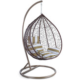 Hangstoel - bruin - 106x102x195cm - met gestreept kussen