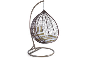 Hangstoel - bruin - 106x102x195cm - met gestreept kussen