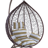 Hangstoel - bruin - 106x102x195cm - met gestreept kussen