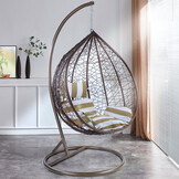 Hangstoel - bruin - 106x102x195cm - met gestreept kussen