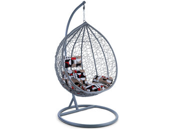 Hangstoel - grijs - 106x120x70cm - met meerkleurige kussen
