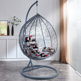 Hangstoel - grijs - 106x120x70cm - met meerkleurige kussen