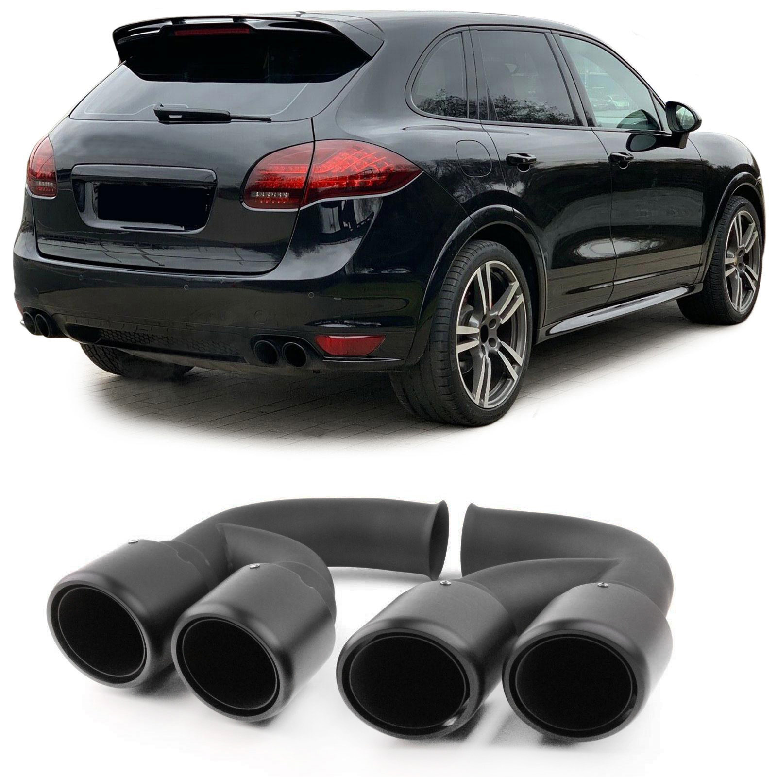 Uitlaatsierstuk - dubbel - voor Porsche Cayenne II 92A 3.0 Diesel 2010-14 - RVS