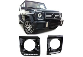 Koplampkappen geschikt voor Mercedes G-klasse W463 1989-2012 - zwart glanzend