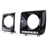 Koplampkappen geschikt voor Mercedes G-klasse W463 1989-2012 - zwart glanzend