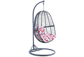 Hangstoel - grijs - 90x117x60cm - met gestipt kussen