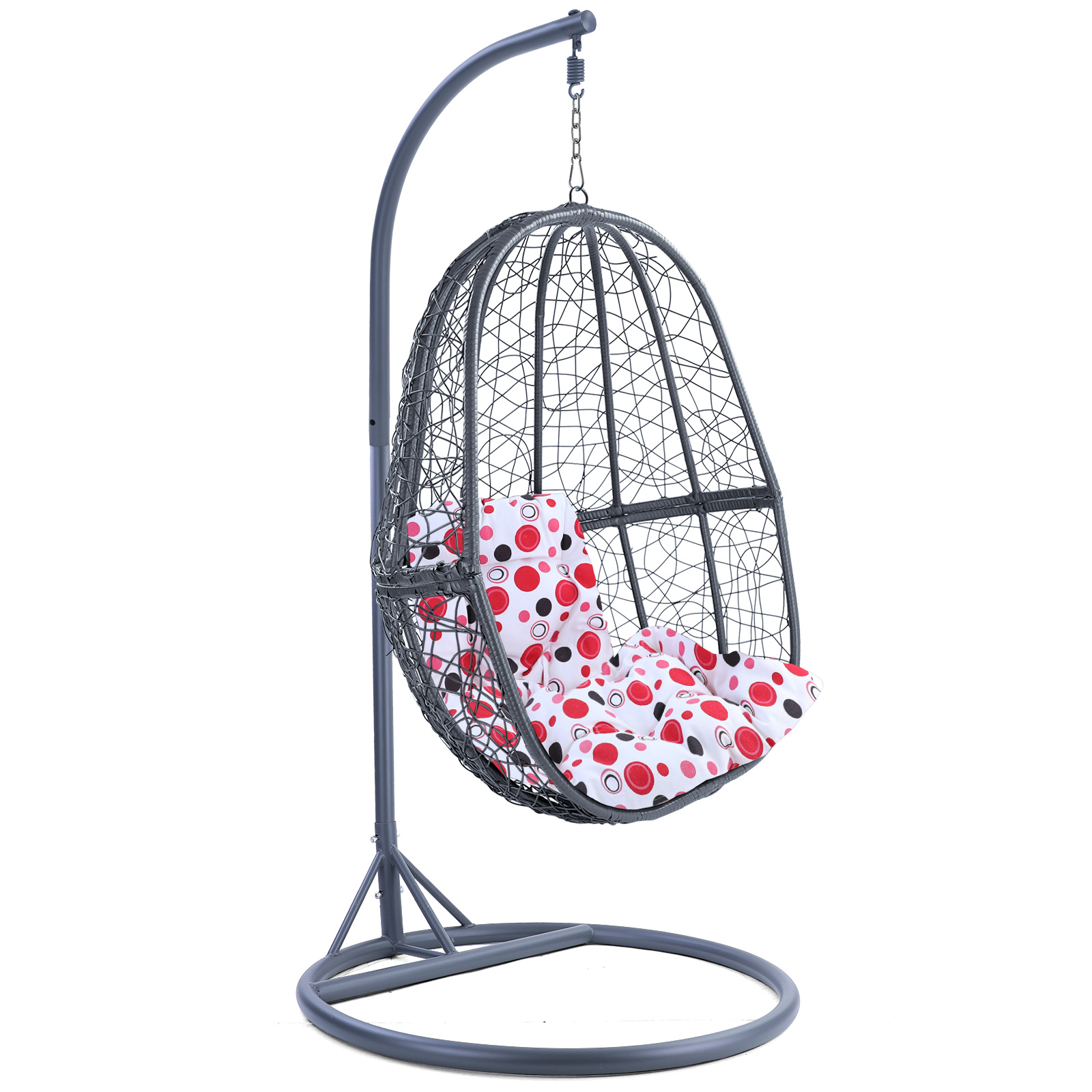 Hangstoel - grijs - 90x117x60cm - met gestipt kussen