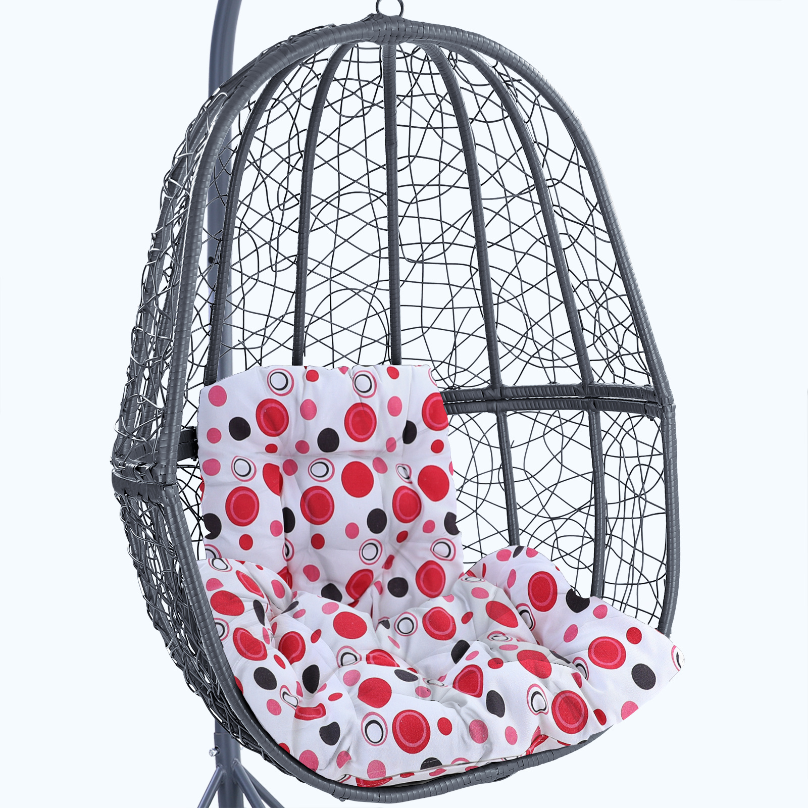 Hangstoel - grijs - 90x117x60cm - met gestipt kussen
