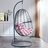 Hangstoel - grijs - 90x117x60cm - met gestipt kussen