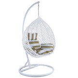 Hangstoel - wit - 106x120x70cm - met gestreept kussen